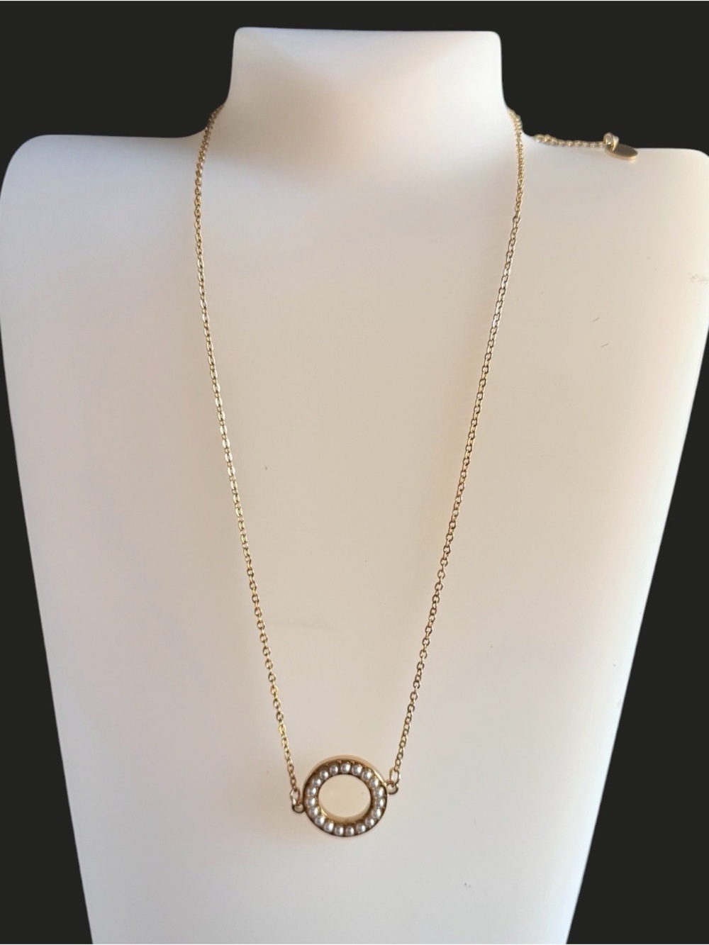 Plunder Gold Tone Pearl Circle Pendant Necklace  Elegant Necklace